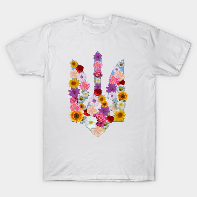 Lot of flowers on ukrainian trident T-Shirt by tashashimaa